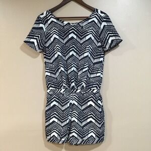 J.Crew Chevron Romper Womens 2‎ Navy White Preppy Coastal Beachy Nautical Shorts